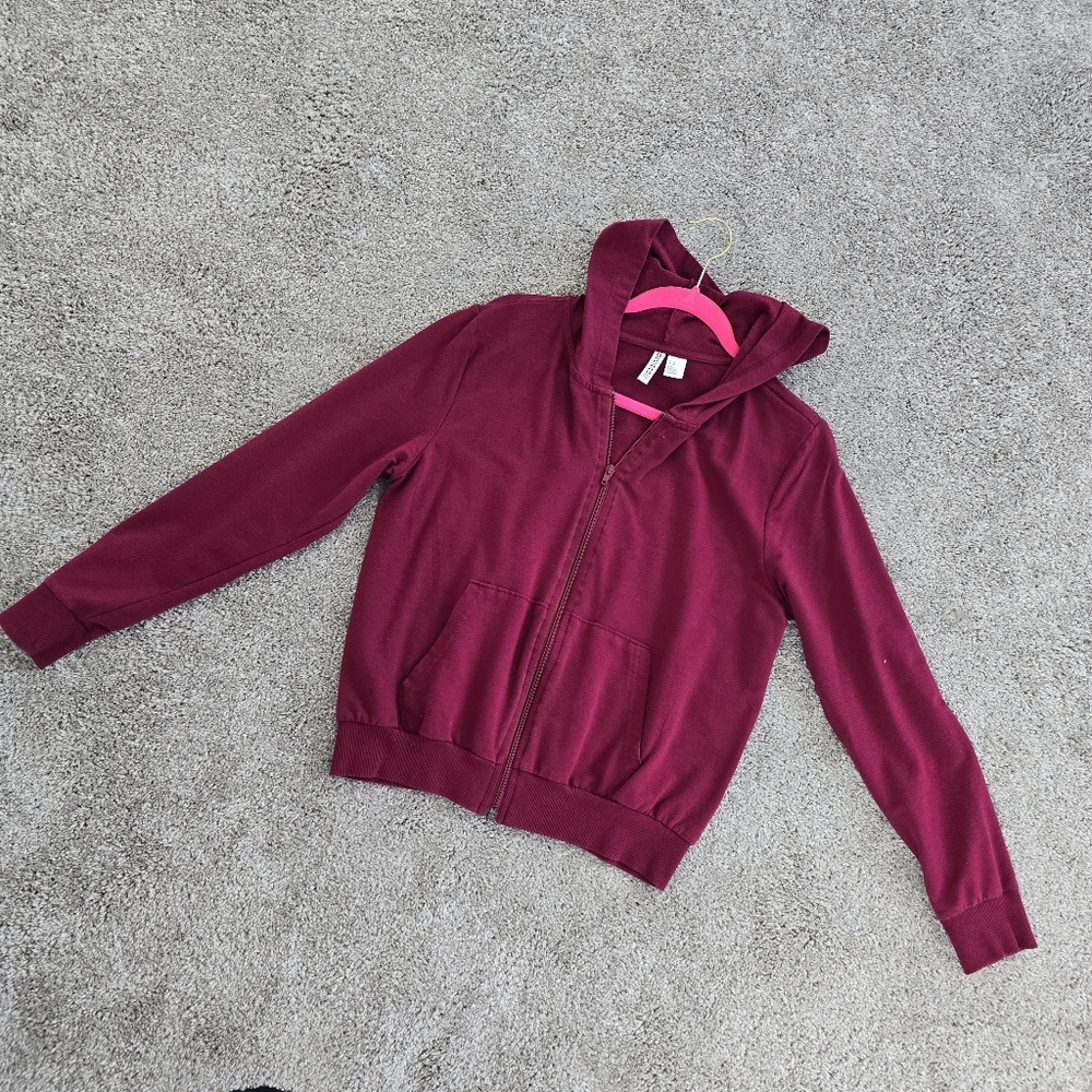 Burgundy Zip-Up Hoodie, Medium